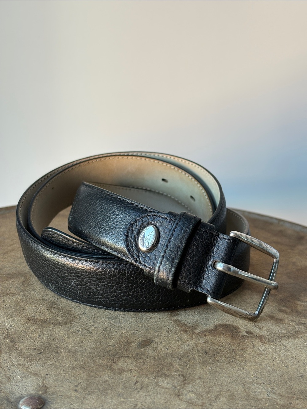 Longchamp Classic Black Leather Men's Belt